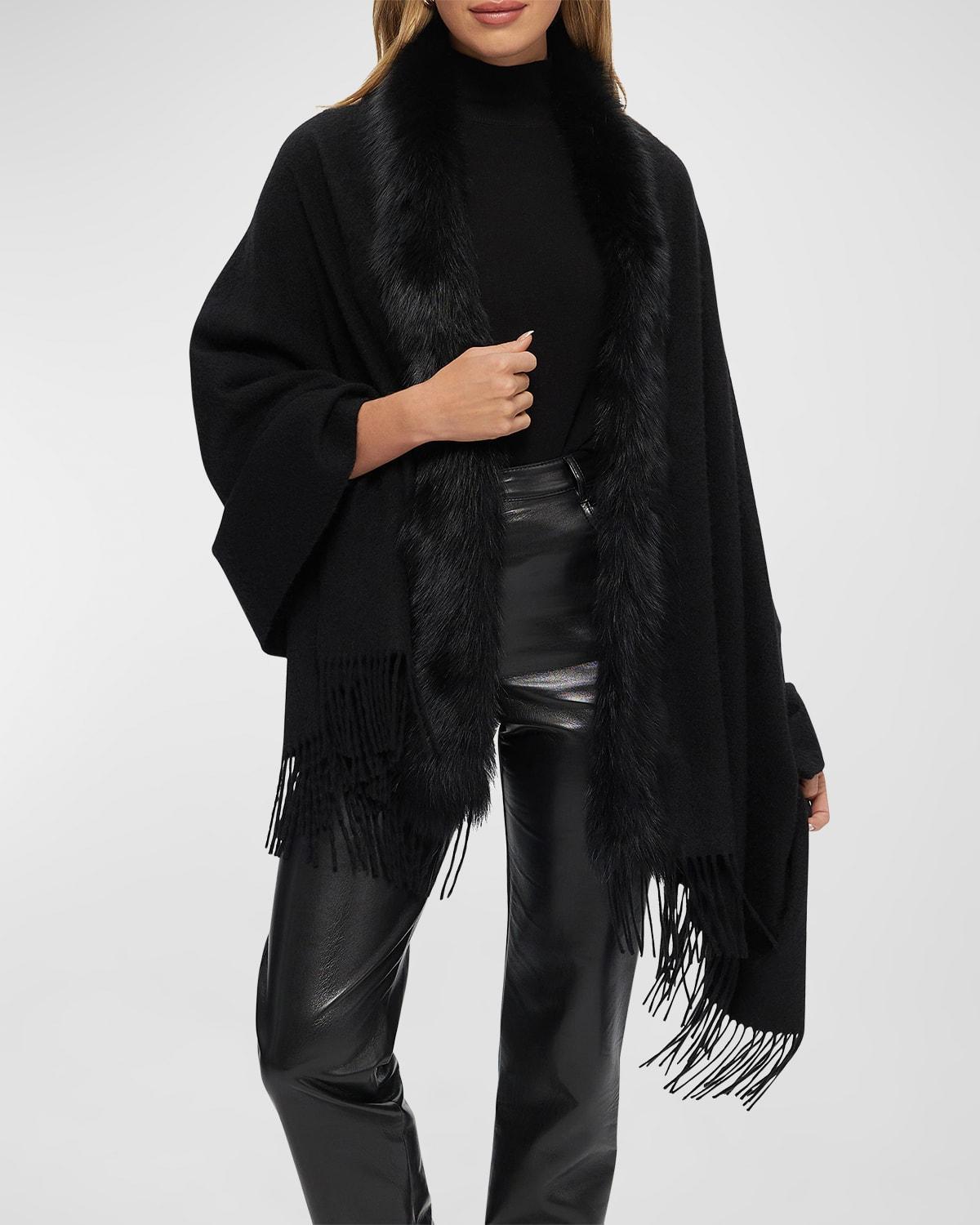 Womens Cashmere Stole with Toscana Lamb Trim Product Image