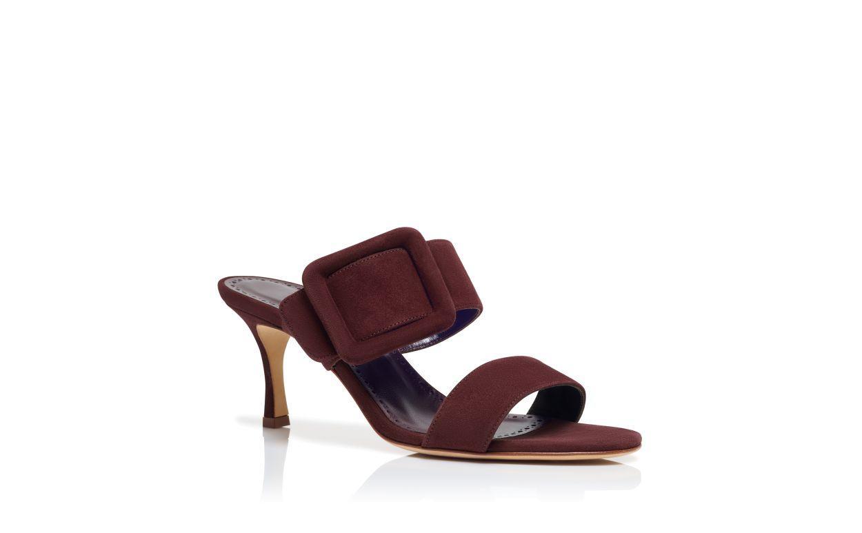 GABLE Dark Red Suede Open Toe Mules Product Image