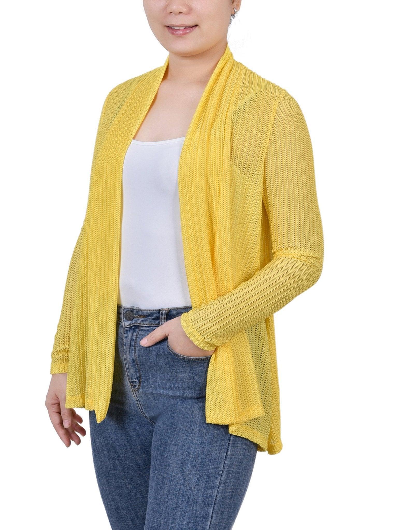 Yellow Open Knit Cardigan Product Image