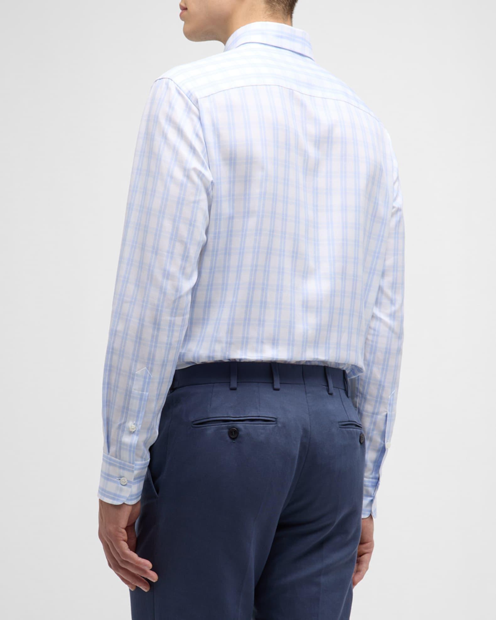 Men's Cotton-Linen Check-Print Sport Shirt Product Image