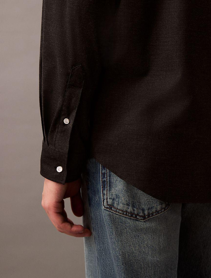 Relaxed Wool Blend Button-Down Shirt Product Image