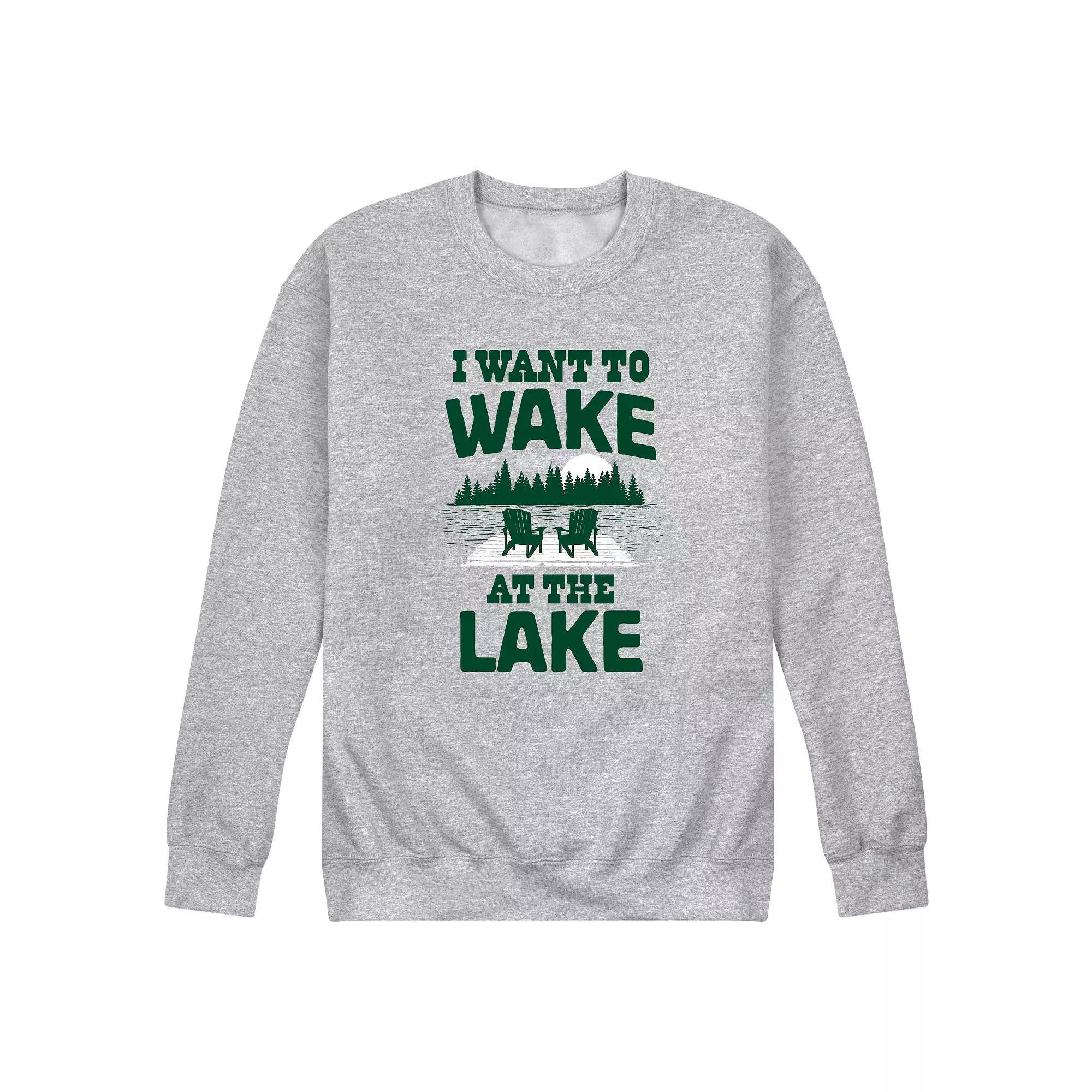 Men's I Want To Wake At The Lake Graphic Fleece,  Product Image