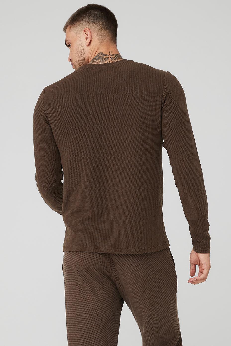 Micro Waffle Fast Break Long Sleeve Tee - Espresso Male Product Image