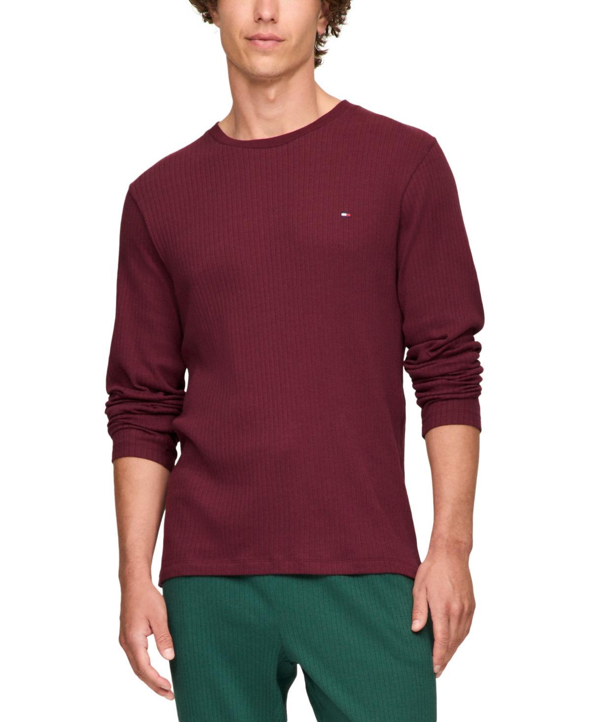 Tommy Hilfiger Mens Ribbed Long-Sleeve Pajama Shirt Product Image