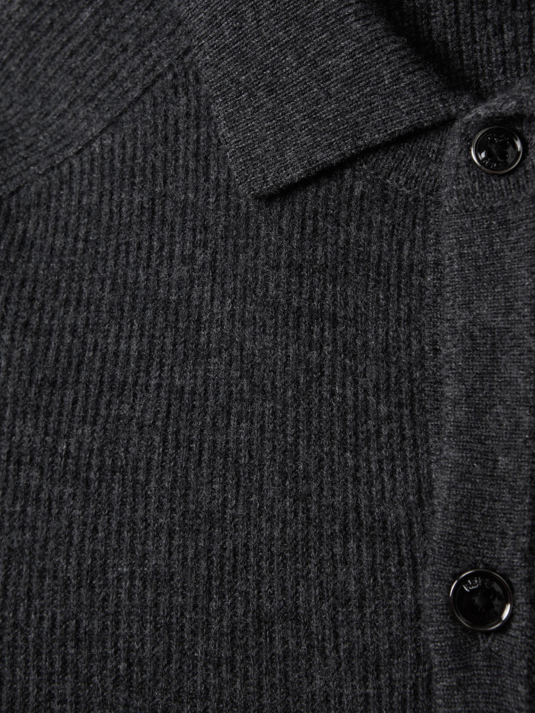 Ribbed Wool Cardigan in Charcoal Product Image