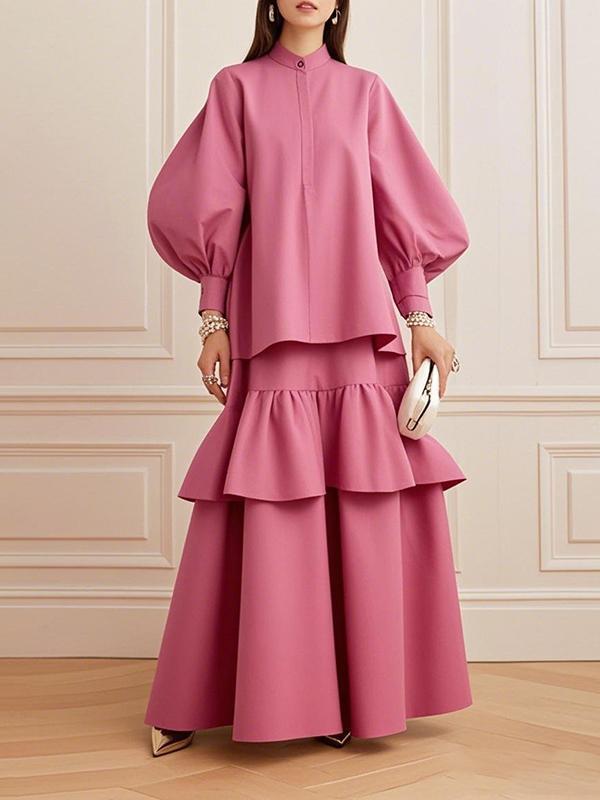 A-Line Pleated Solid Color Split-Joint Skirts Product Image