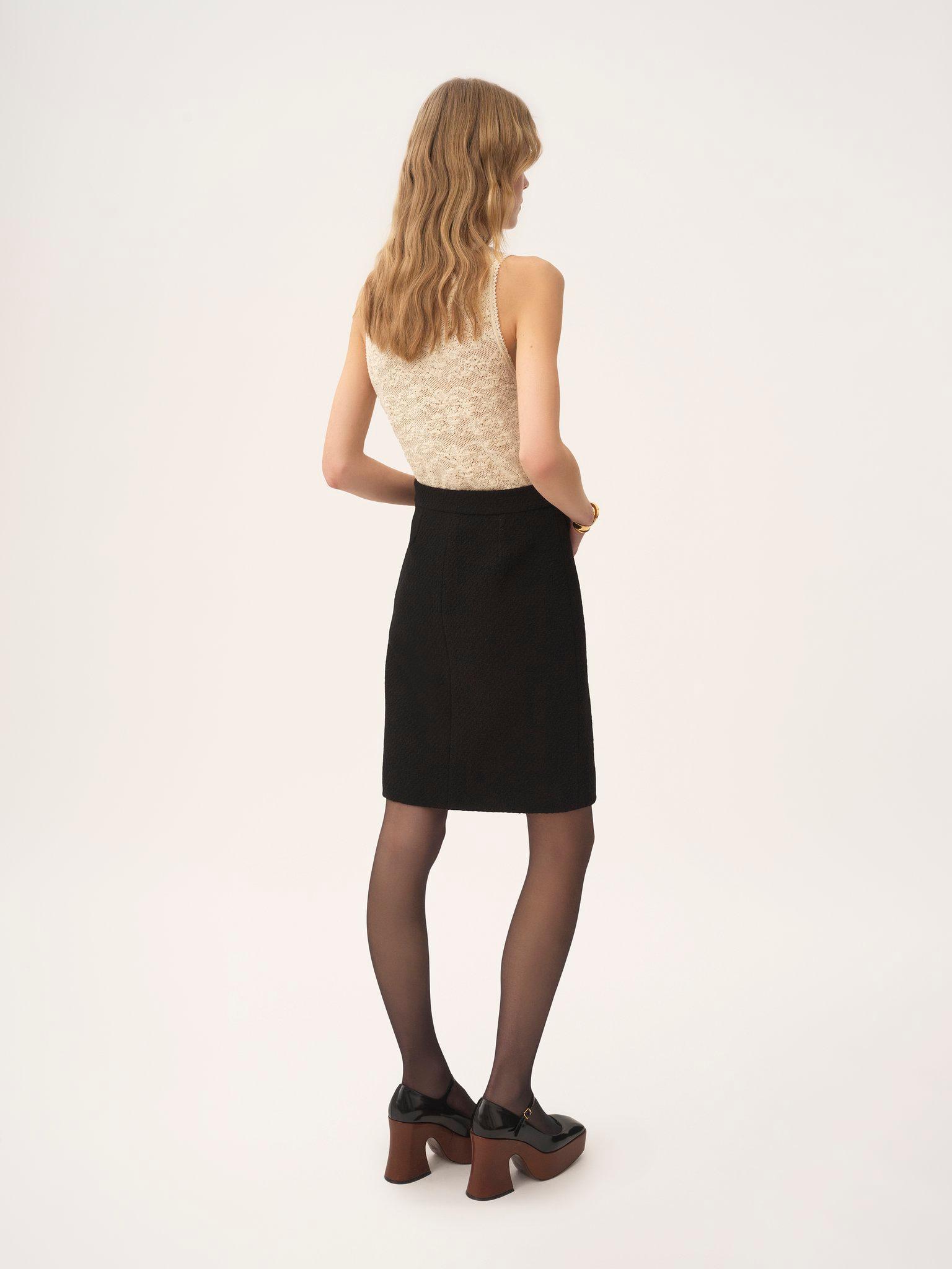 Knee-length skirt in wool bouclette Product Image