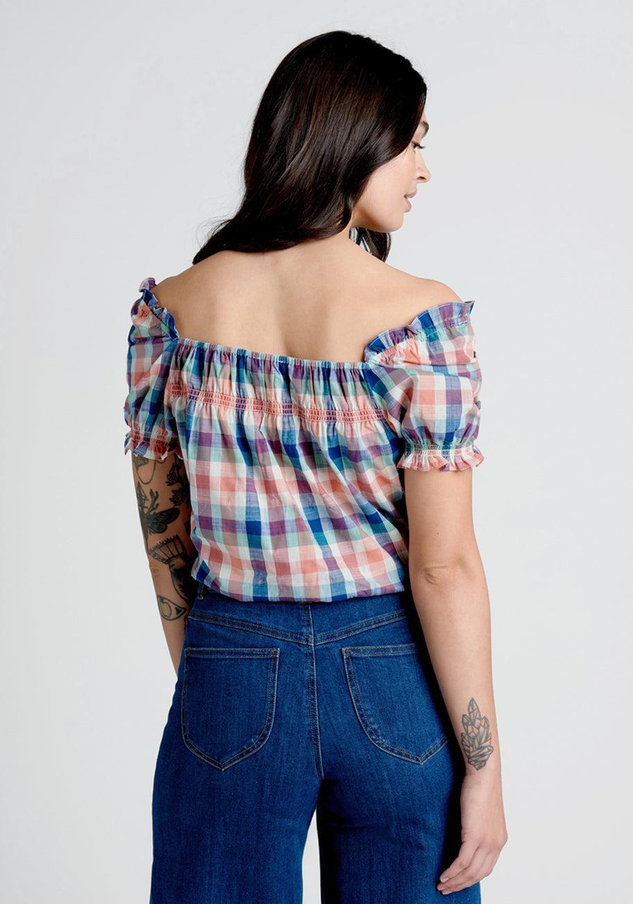 Smocked Crop Top Summer Madras Product Image