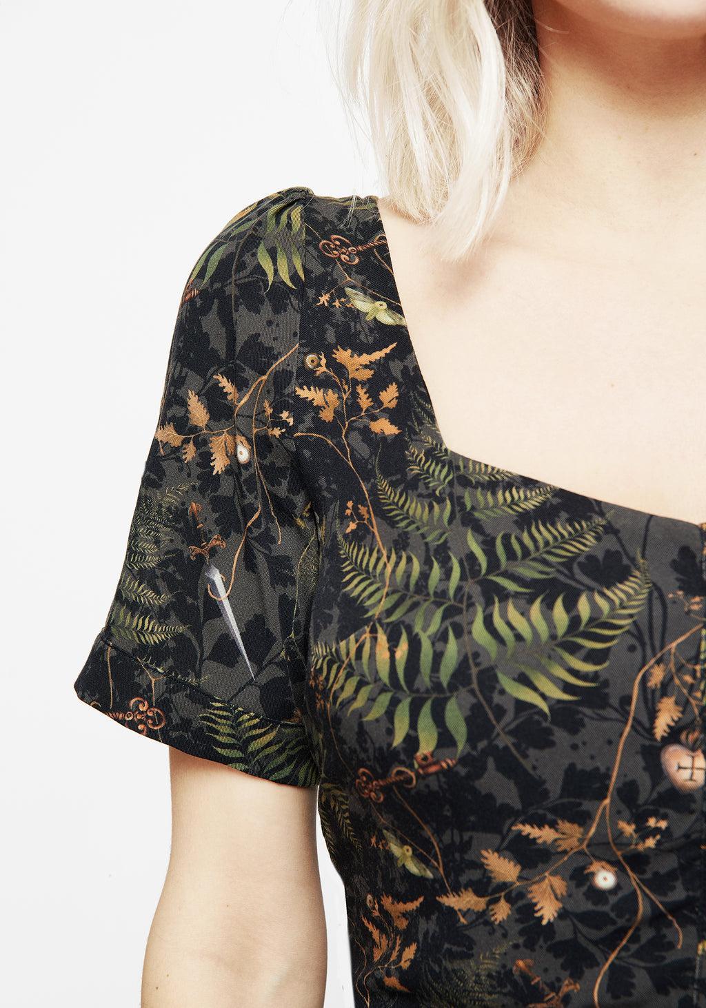 Wither Fern Print Button Up Top Product Image