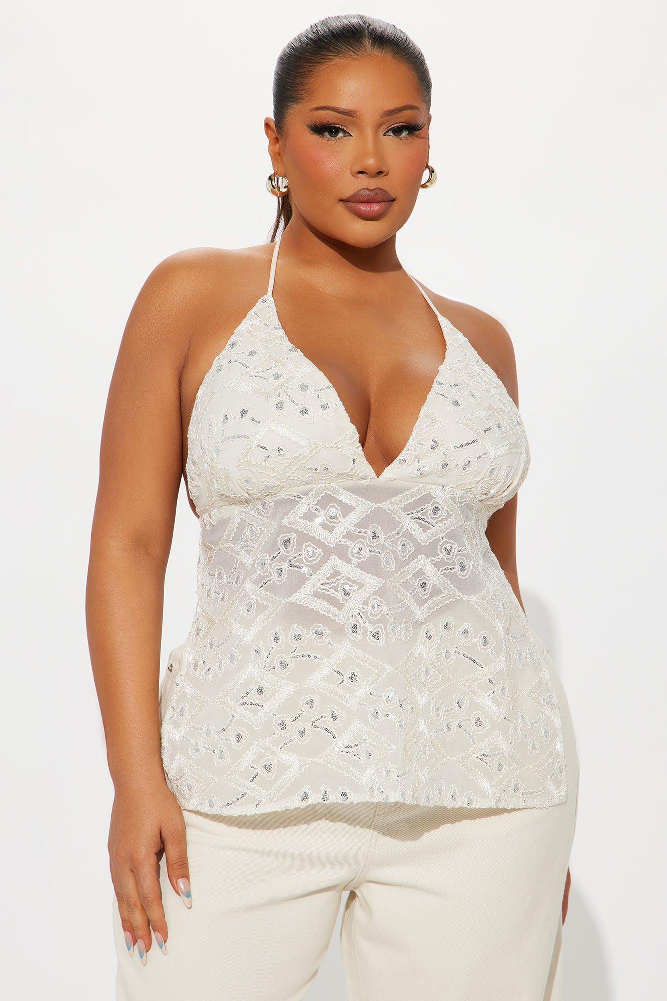Sequin Dreams Halter Top - Ivory/combo Product Image