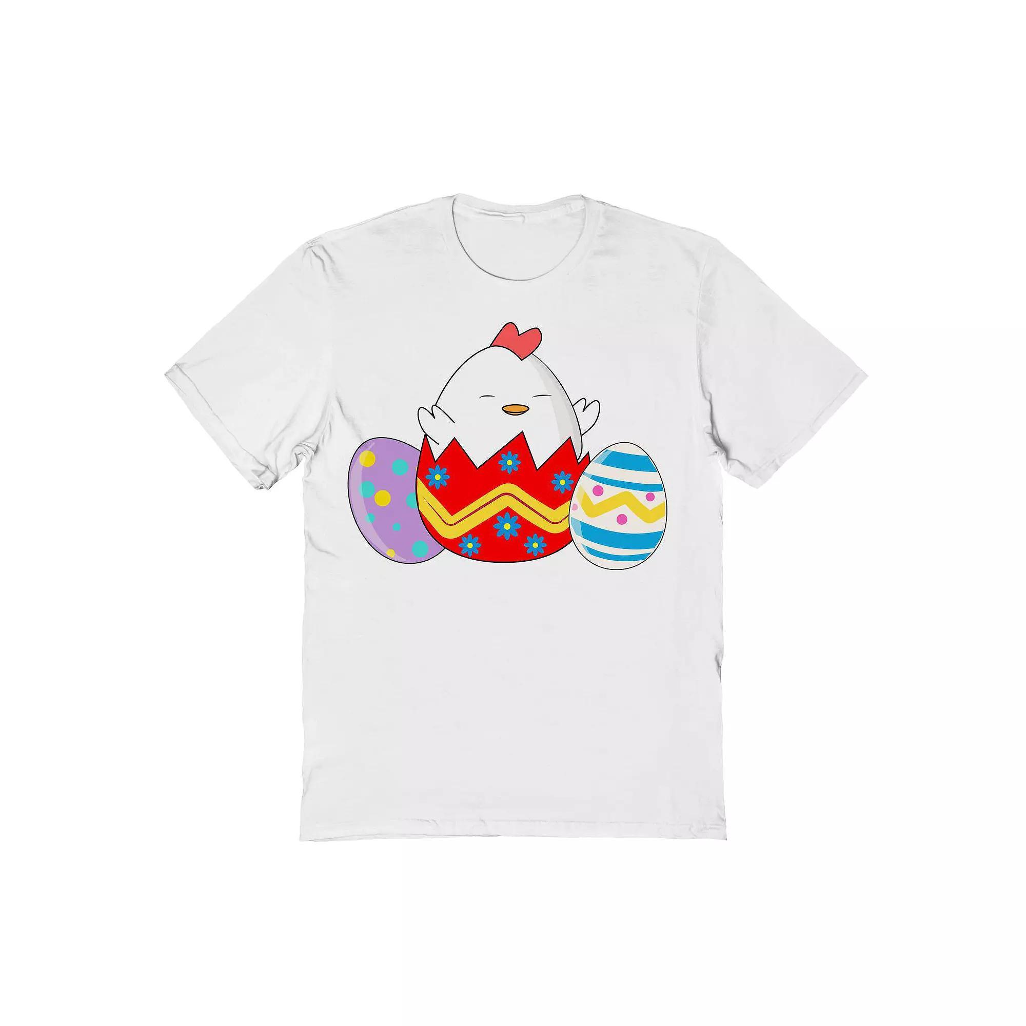 Men's Cute Easter Eggs Graphic Tee, Size: XL, White Product Image