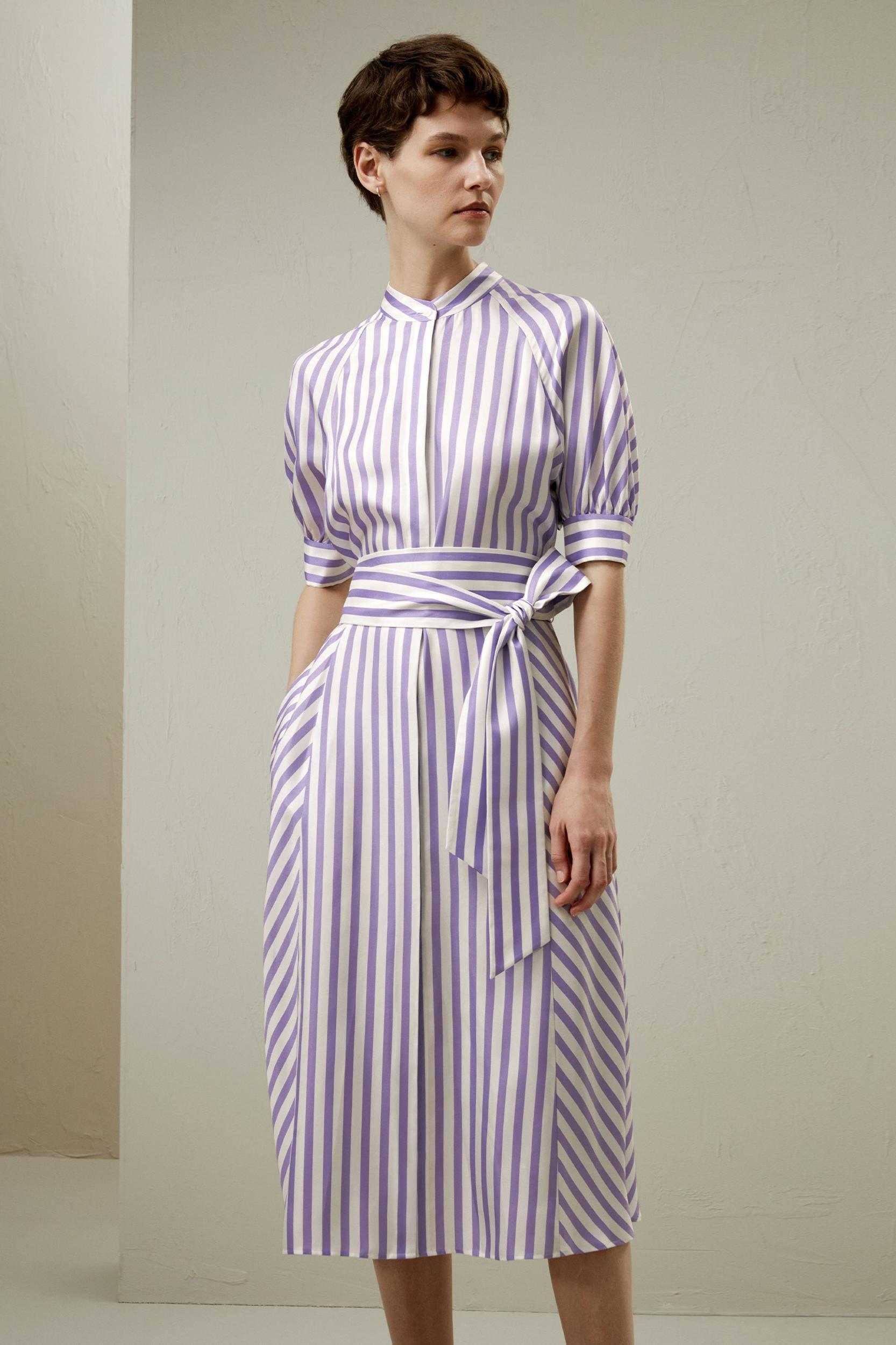 Lavender Striped Silk Shirtdress Product Image
