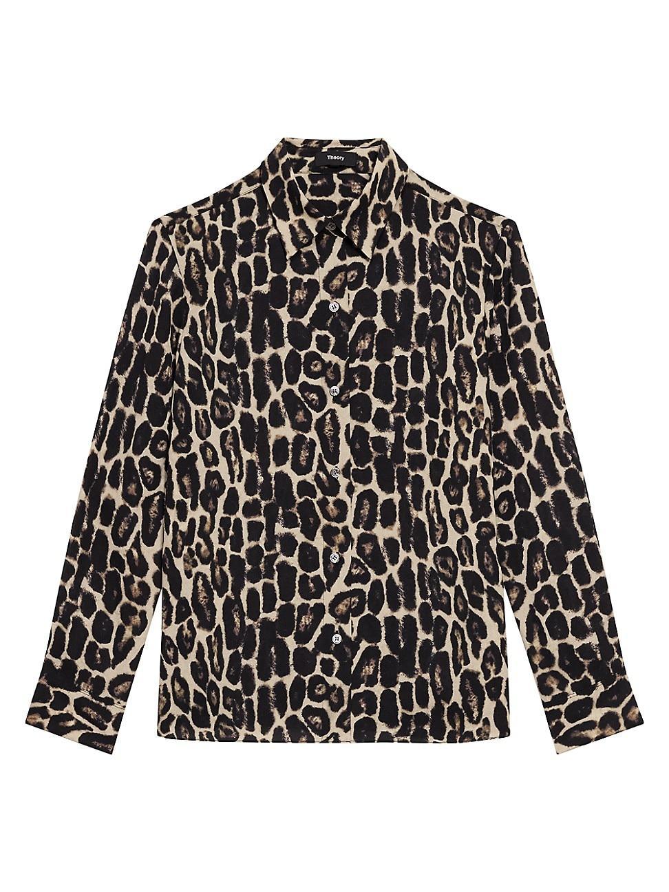 Womens Leopard Long-Sleeve Shirt Product Image