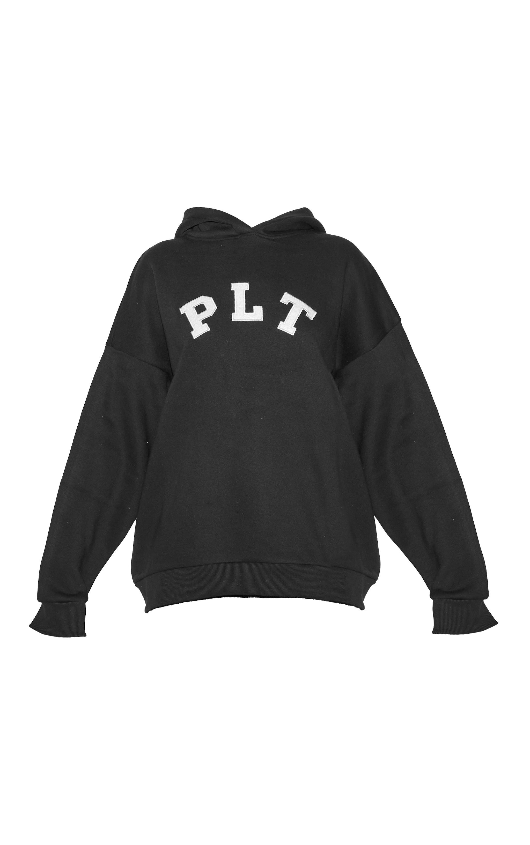 PRETTYLITTLETHING Black Logo Oversized Hoodie Product Image