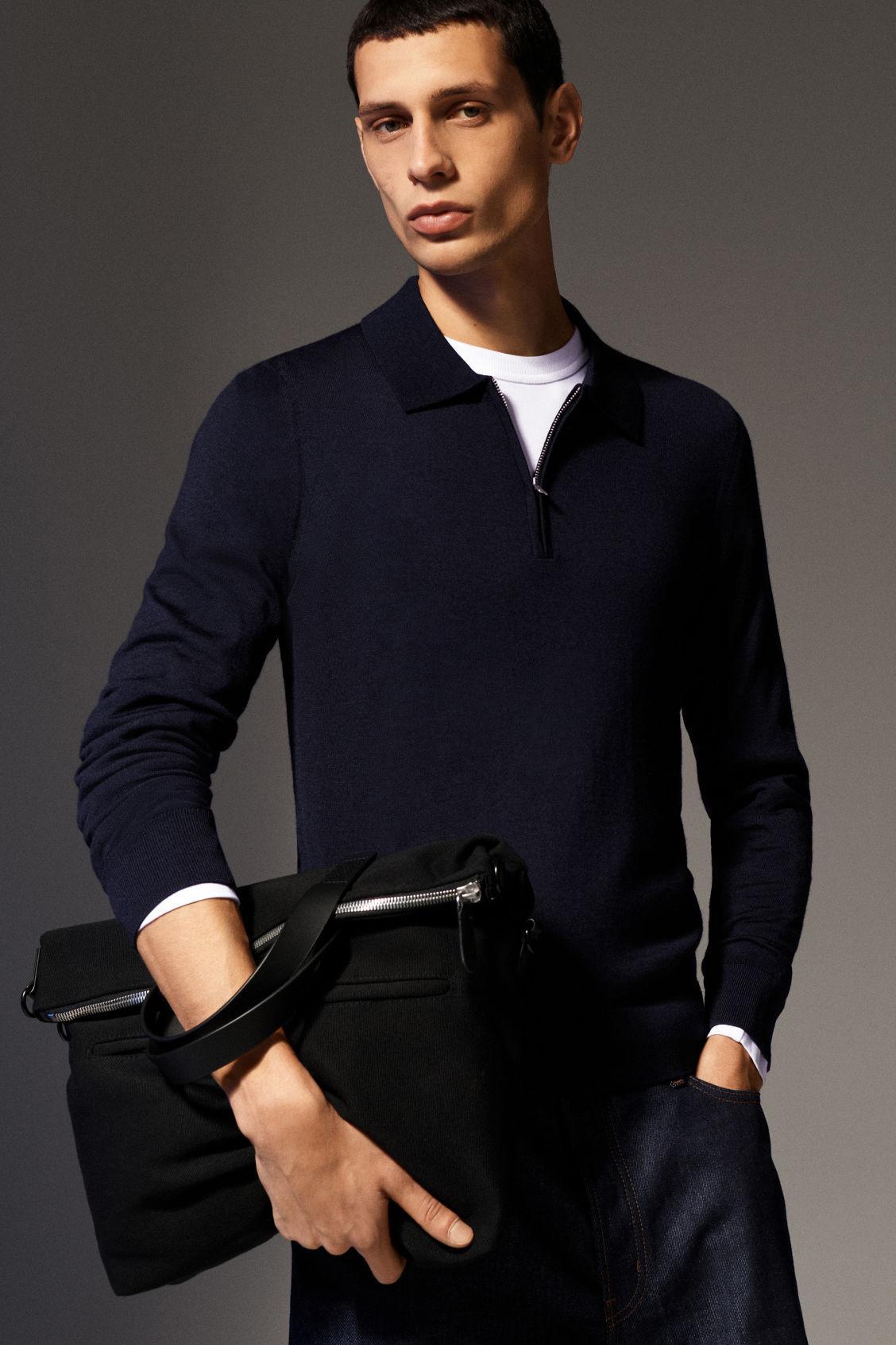 MERINO WOOL HALF-ZIP POLO SHIRT Product Image