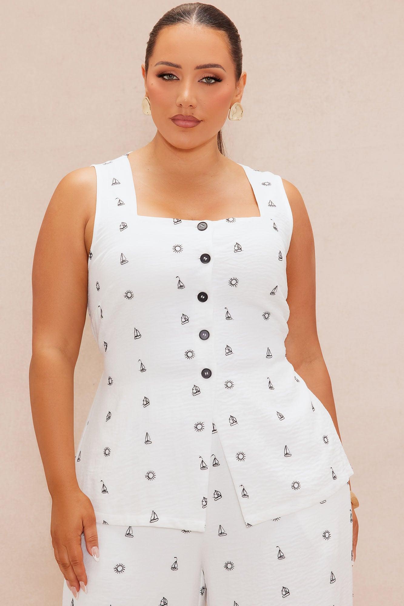 Sailing Away Pant Set - Off White/combo Product Image