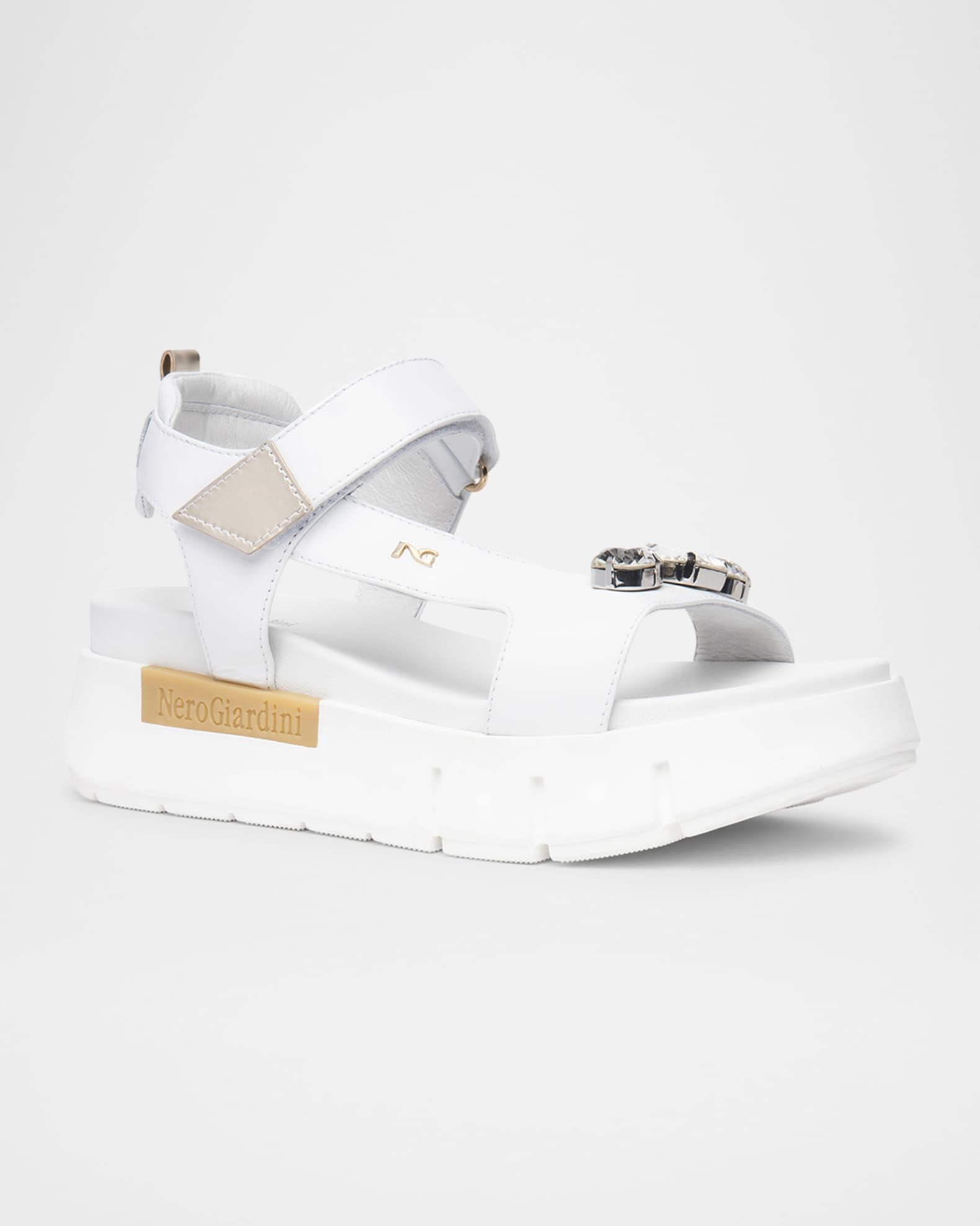 Stone Embellished Leather Sandals Product Image