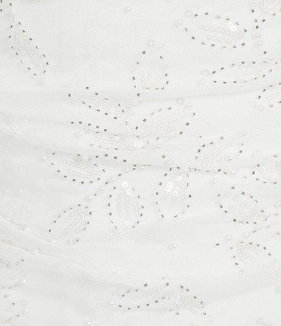 Honey and Rosie Spaghetti Straps Beaded Pattern Fitted Short Shirred Dress Product Image