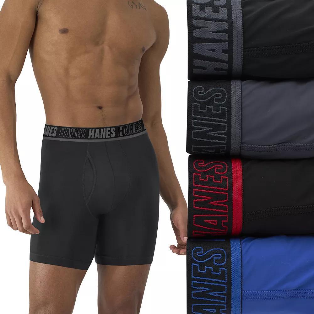 Men's Hanes® 4-Pack Moves Ultimate Anti-Chafe 6" Boxer Brief Underwear with Total Support Pouch and X-Temp,  Product Image
