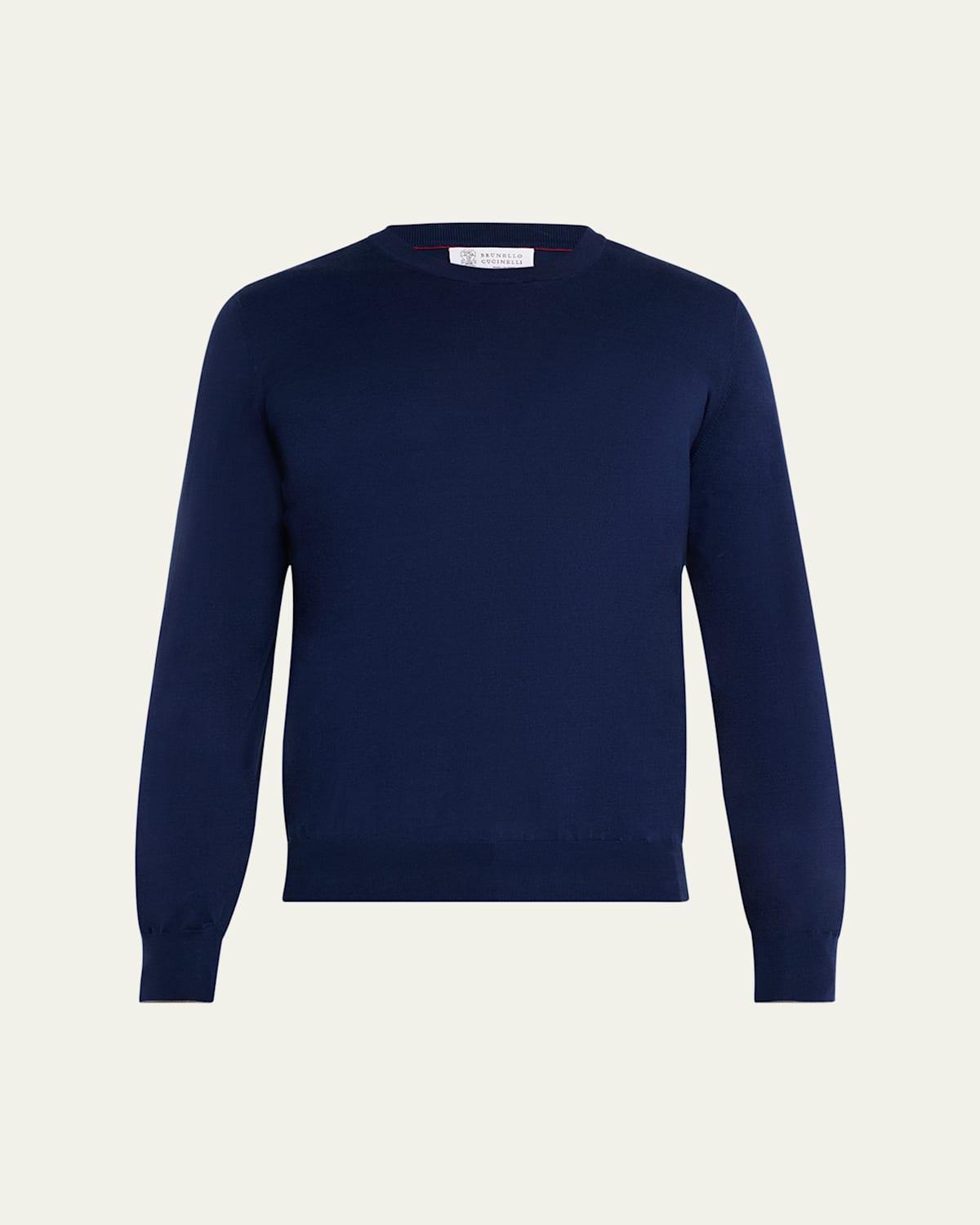 Mens Cotton Fine Gauge Crewneck Sweater Product Image