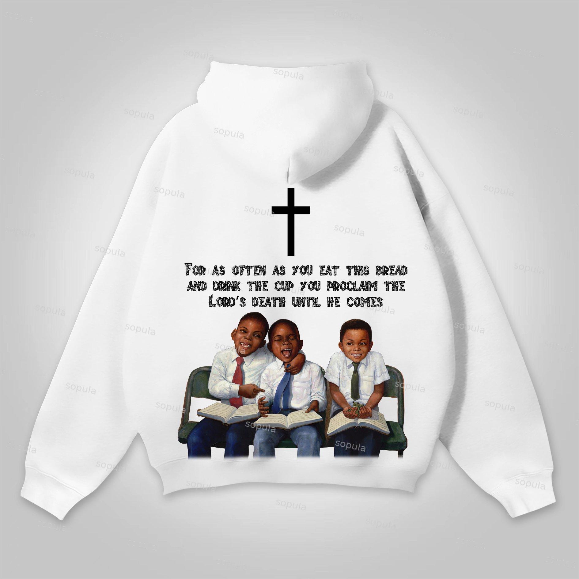 Vintage First Sunday Faith Graphic Simple Pocketless Hoodie Product Image