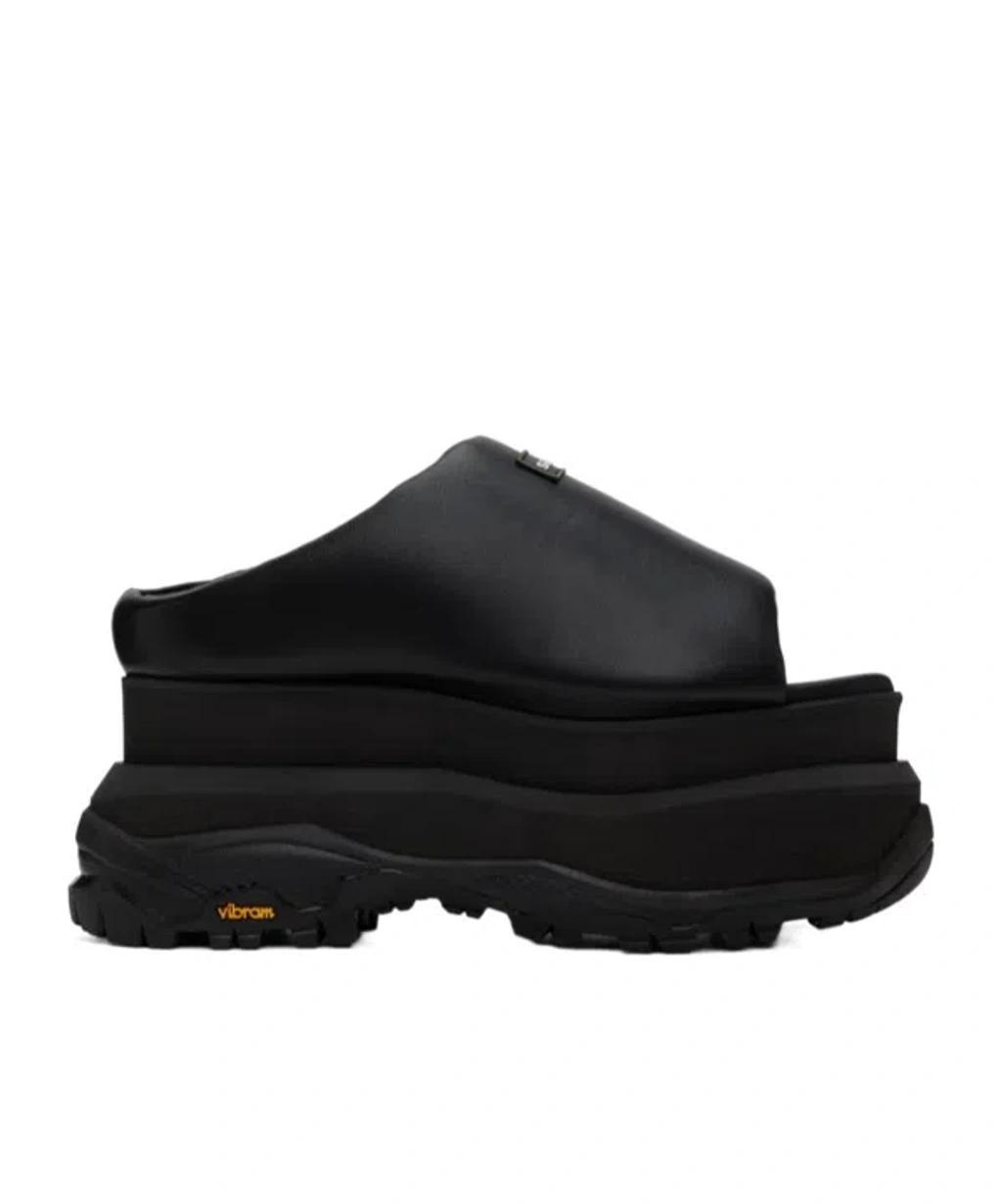 SACAI Logo Decorated Slippers In Black Product Image