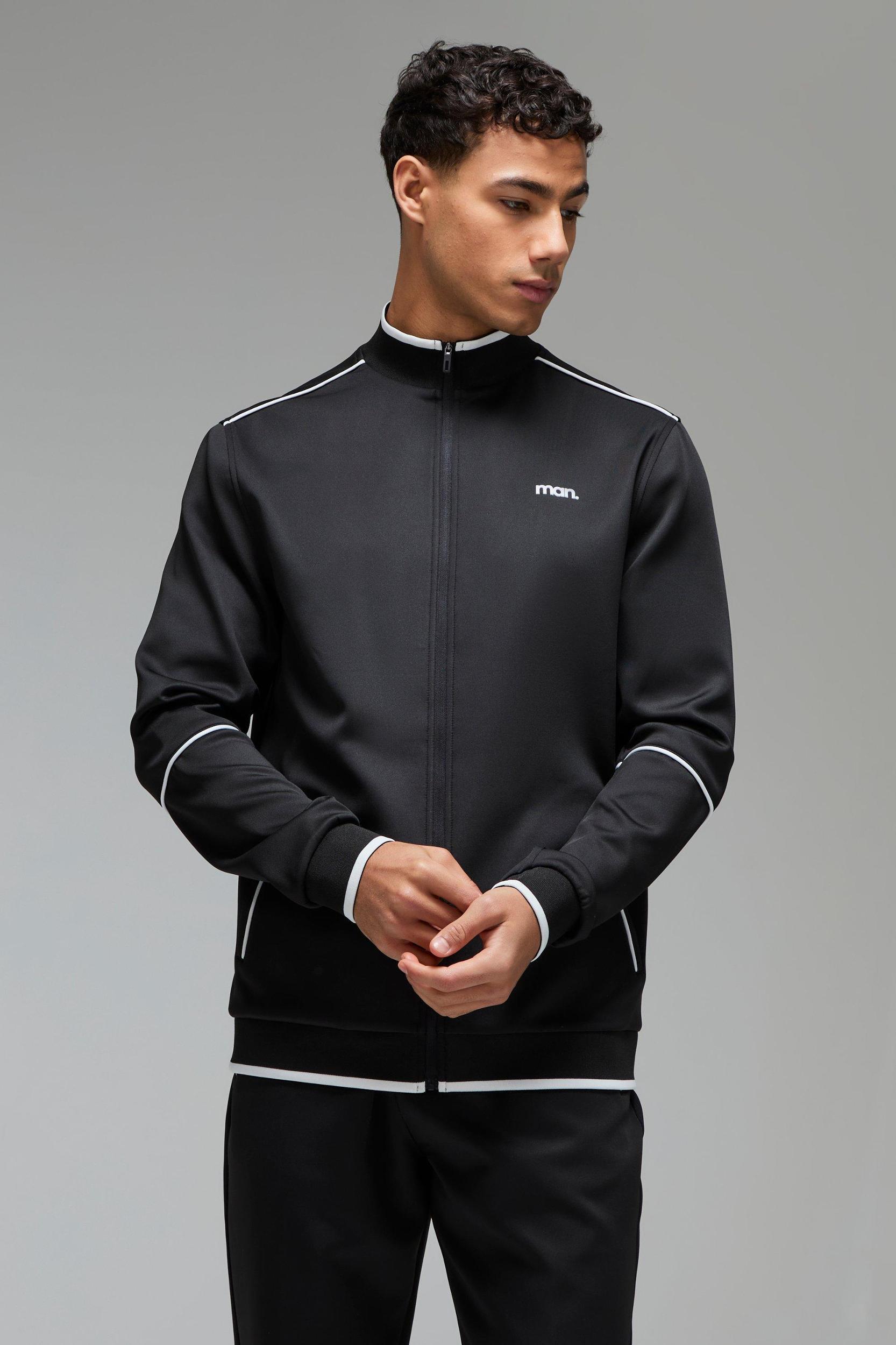 Man Sport Track Top and Cuffed Sweatpants Tracksuit | boohooMAN USA Product Image