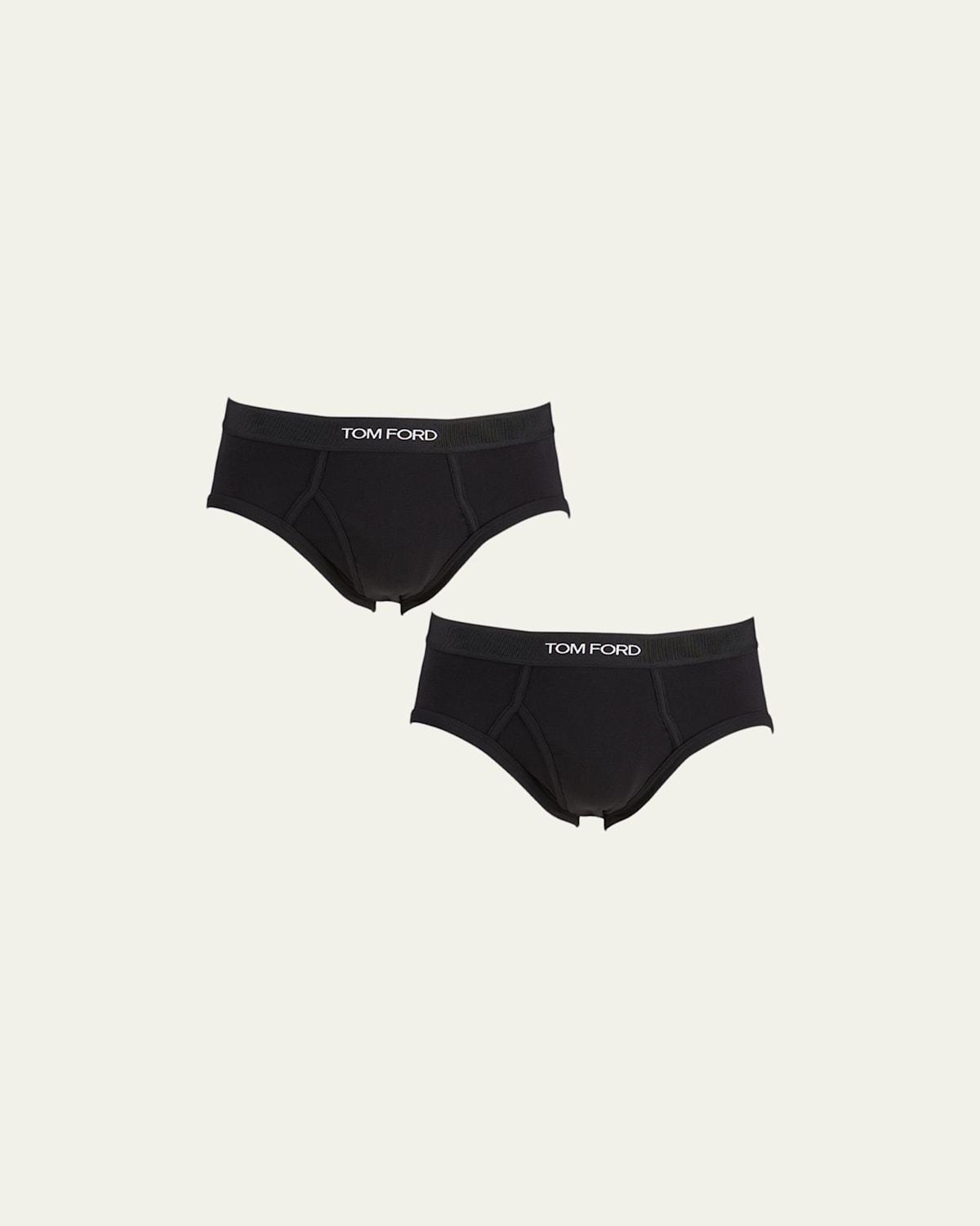 Mens 2-Pack Solid Jersey Logo-Waist Briefs Product Image