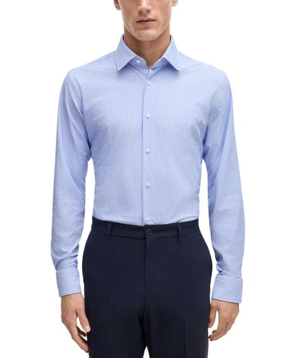 HUGO BOSS Boss By  Men's Regular-fit Performance Dress Shirt In Navy Pattern Product Image