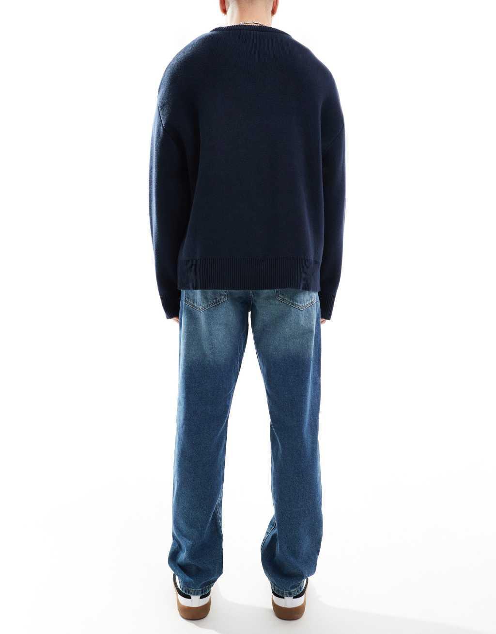 ONLY & SONS Edge straight fit jeans in dark washed blue Product Image