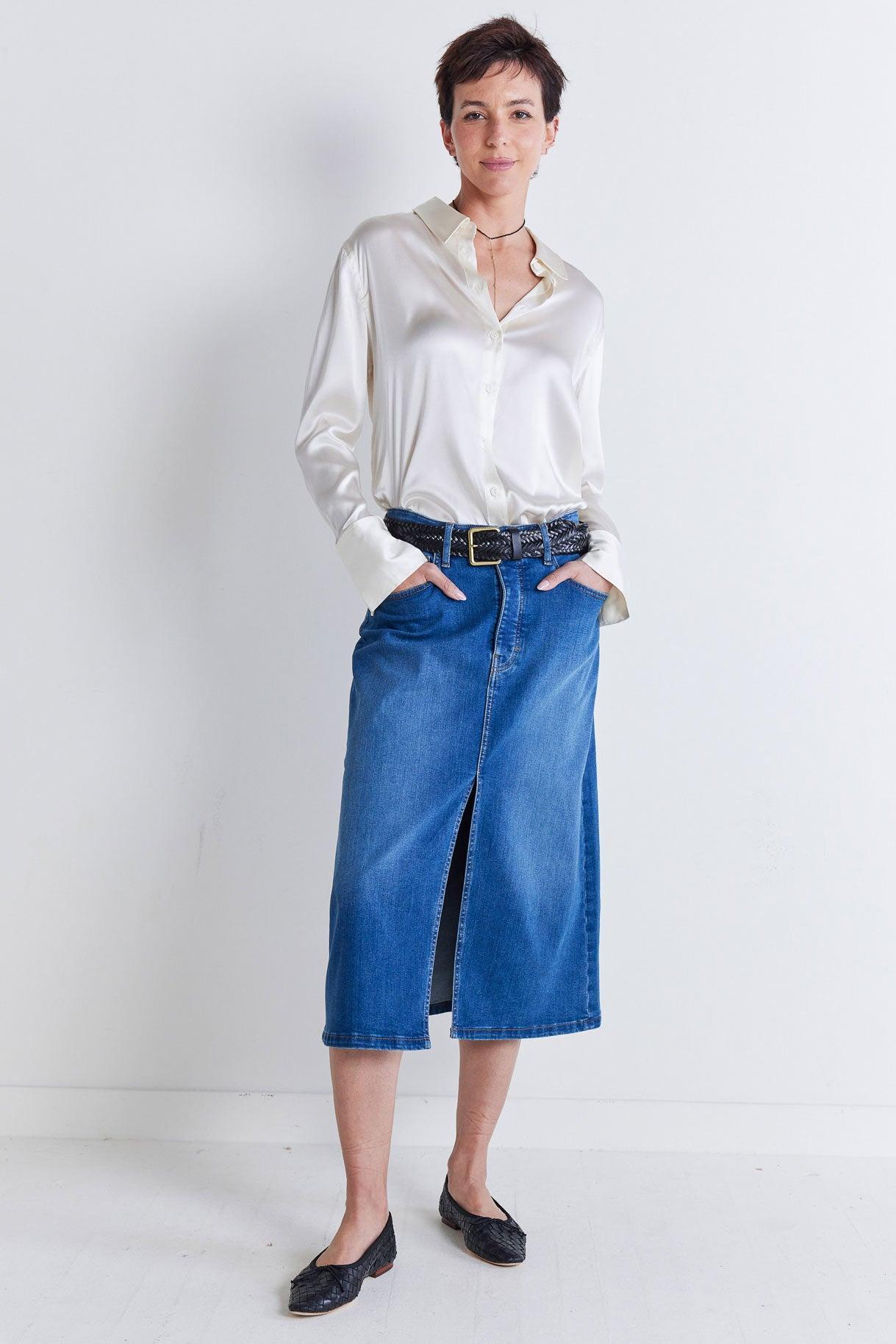 The 90's Denim Midi Skirt Product Image