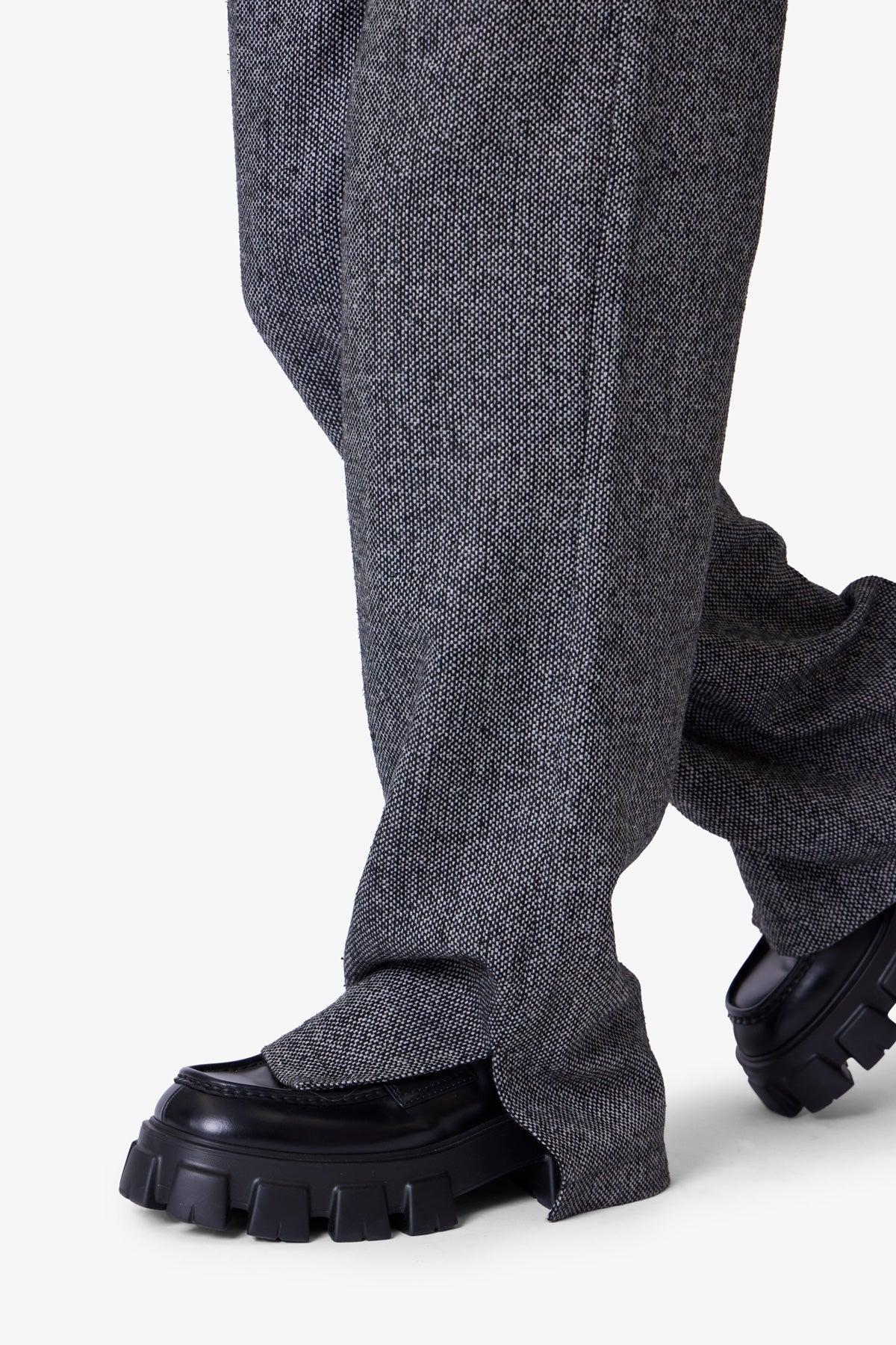 Tweed Trouser Pants - Black/Grey Product Image