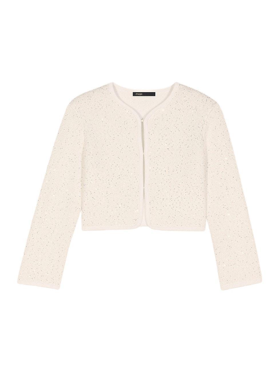 Womens Cropped Cardigan with Rhinestones Product Image