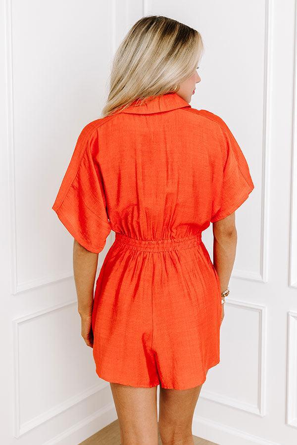 Colorful Coastline Romper in Tangerine Product Image