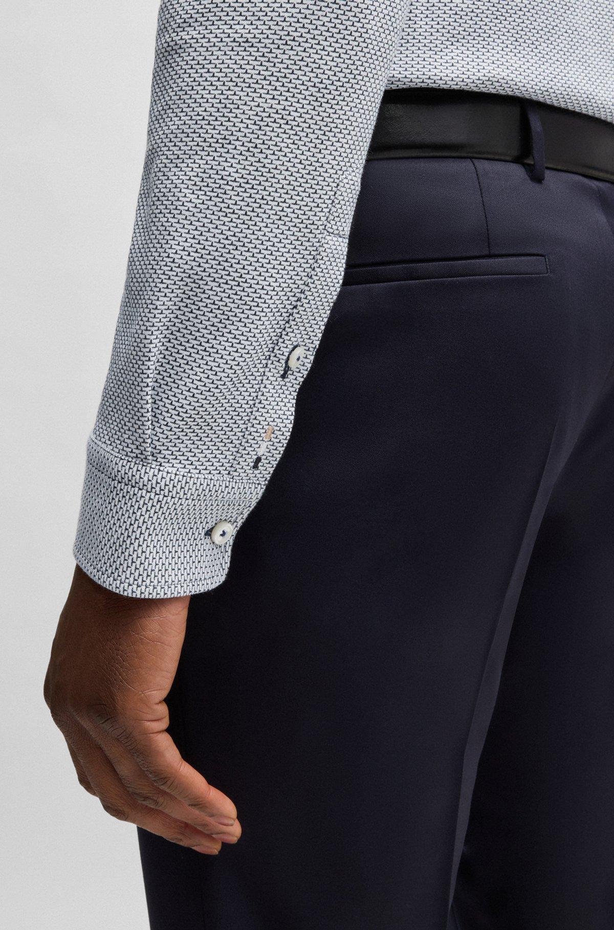 Slim-fit shirt in patterned cotton jacquard Product Image