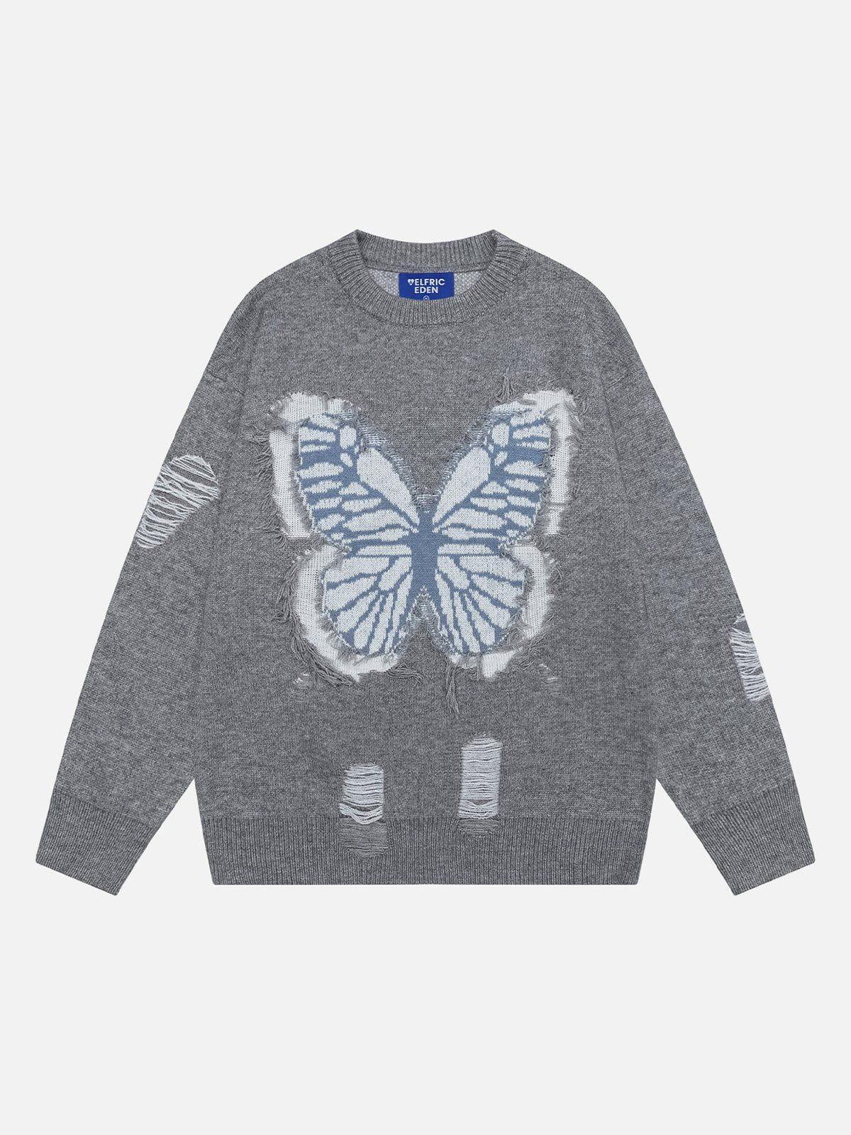 Aelfric Eden Fringe Distressed Butterfly Sweater Product Image