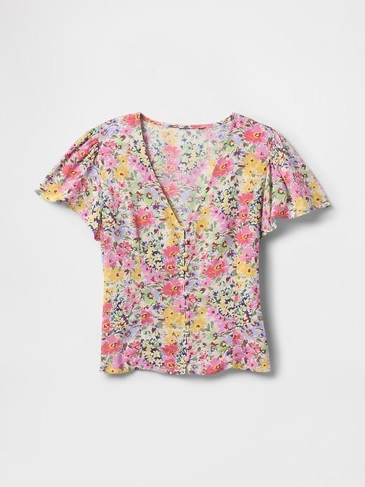 Crepe Flutter-Sleeve Top Product Image