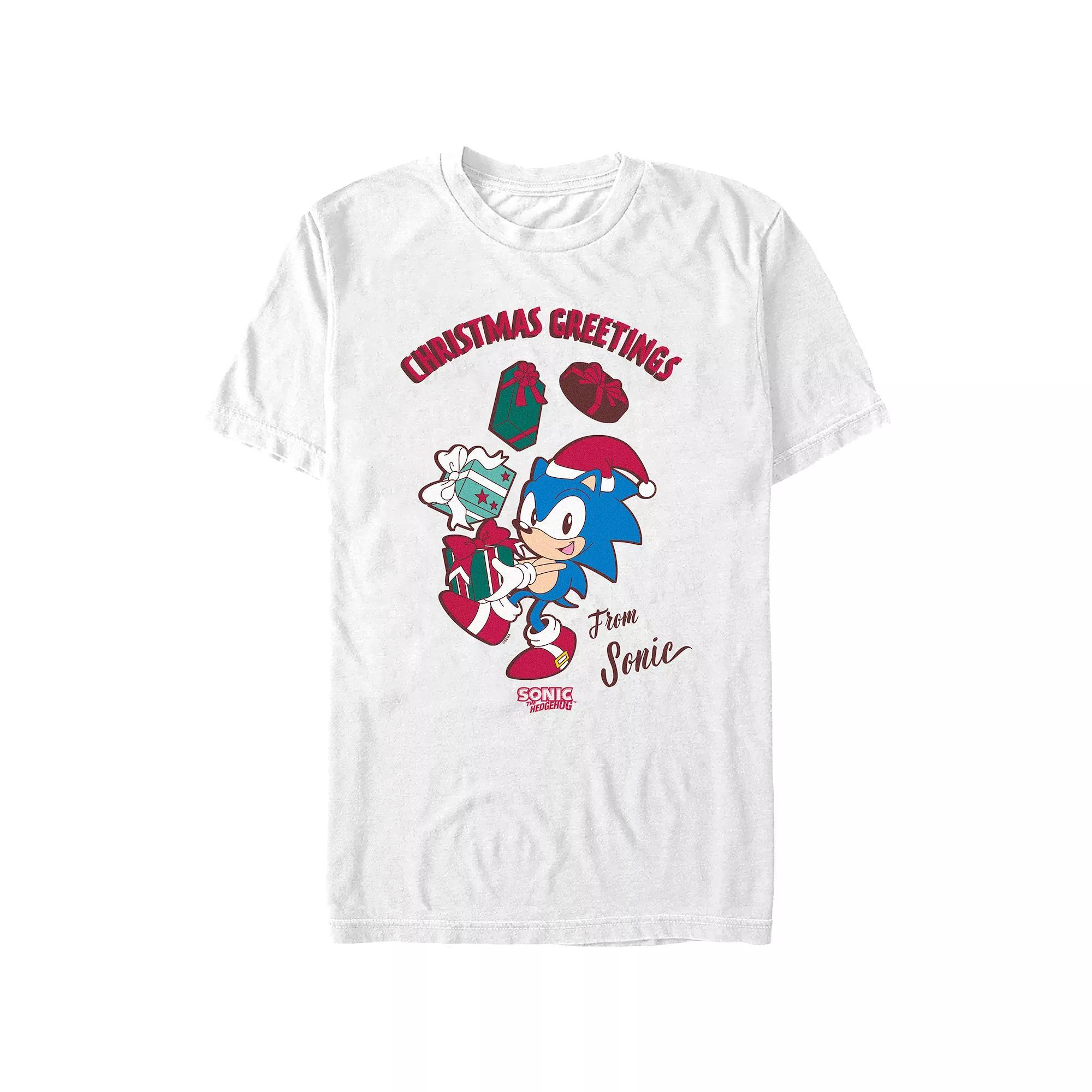 Men's Sonic The Hedgehog Christmas Greetings Graphic Tee,  Product Image