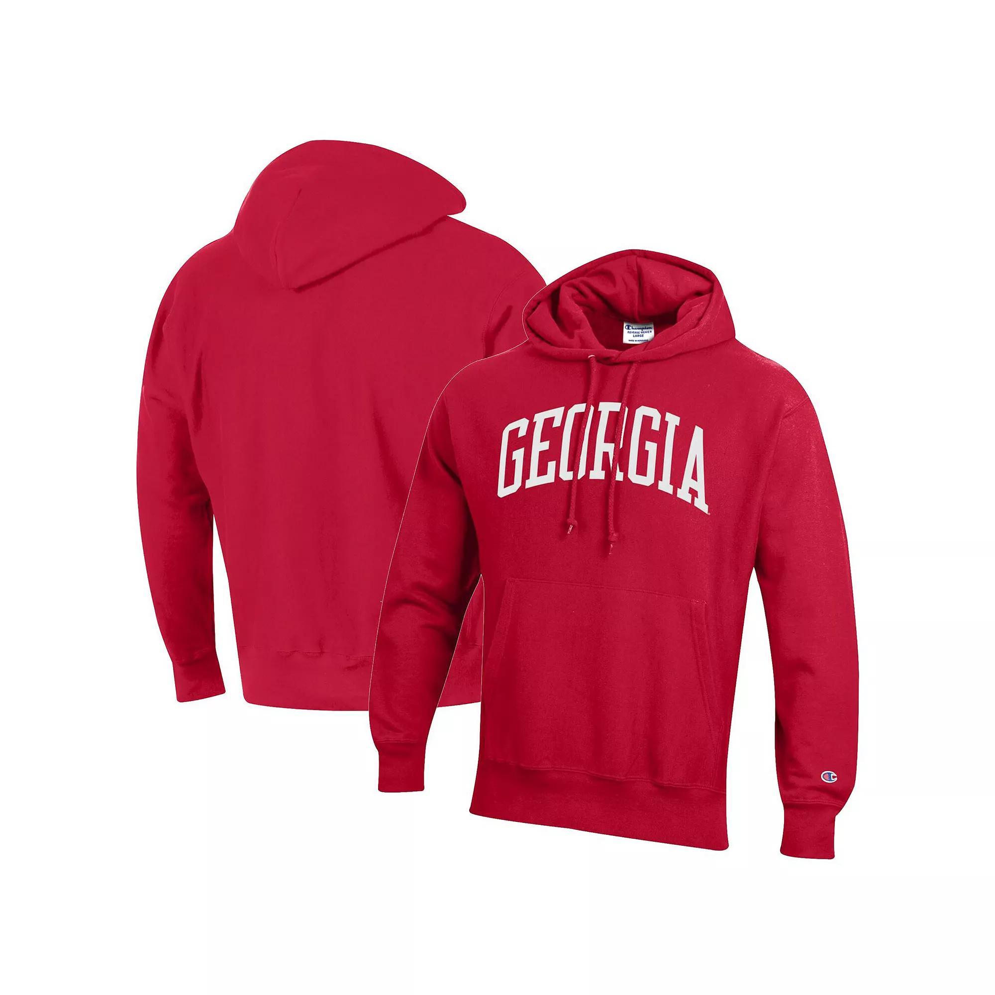 Men's Champion Red Georgia Bulldogs Team Arch Reverse Weave Pullover Hoodie,  Product Image