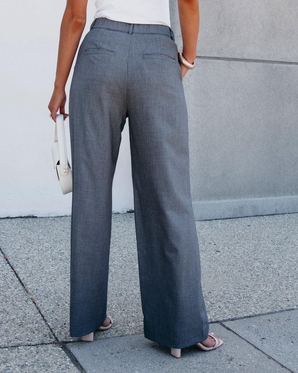 On Your Way Grey Pleated Trousers - FINAL SALE Product Image