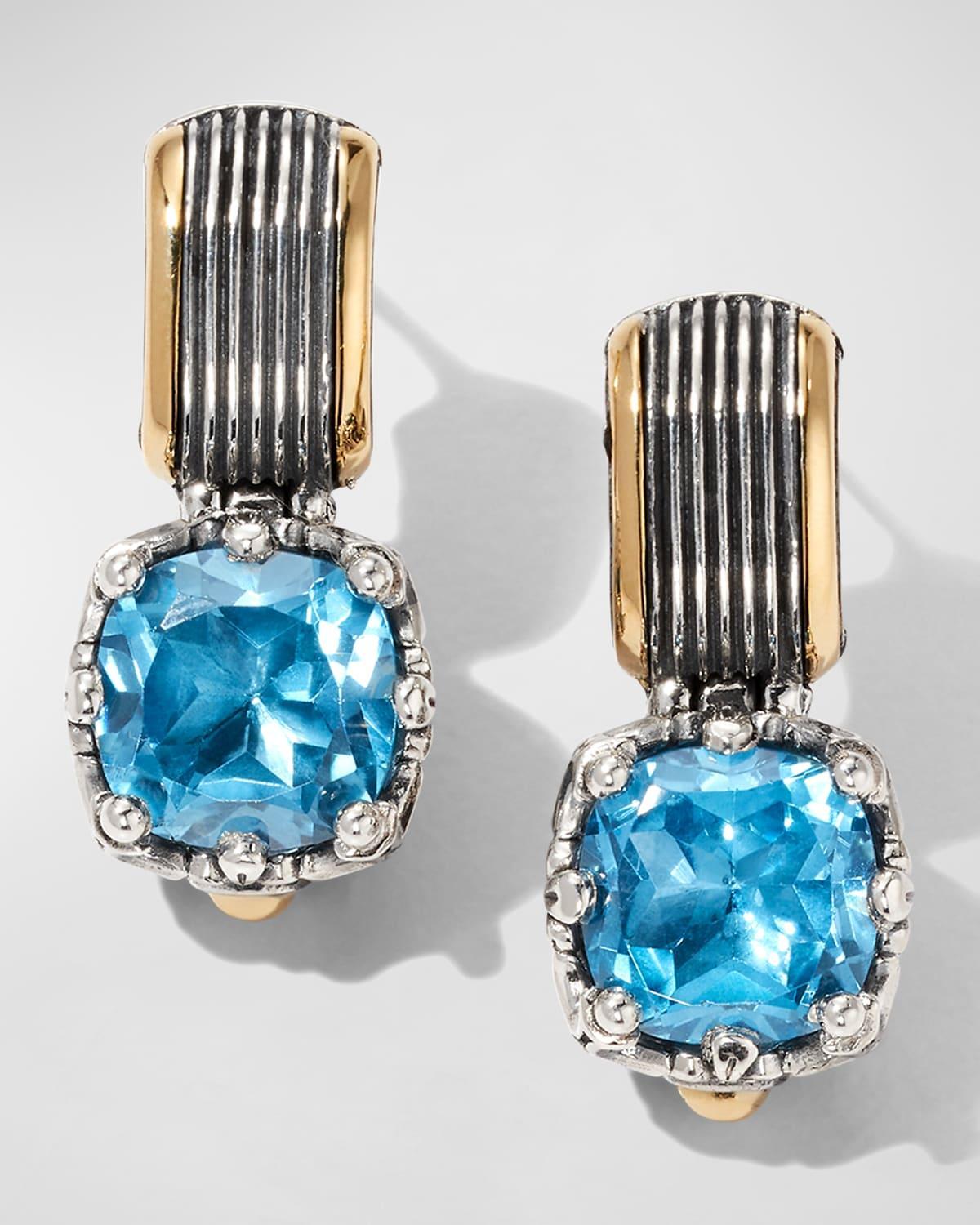 Delos Two-Tone Swiss Blue Topaz Drop Earrings Product Image