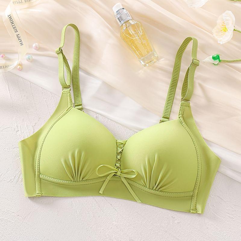 Ribbon Front Plain Bra Product Image