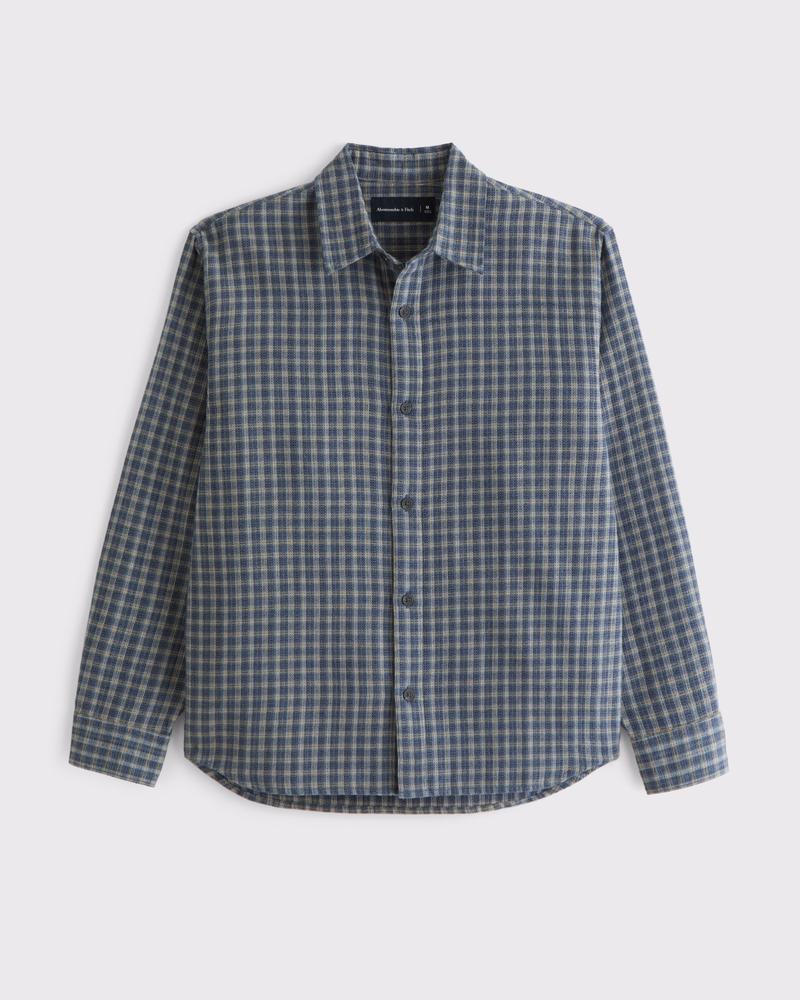 Long-Sleeve Plaid Button-Up Shirt Product Image