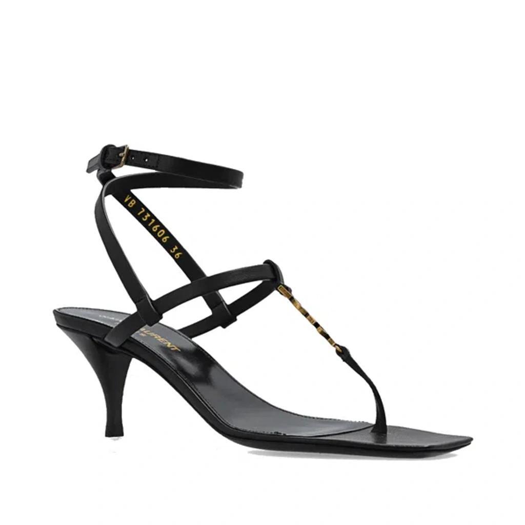 SAINT LAURENT 60mm Cassandra Leather Sandals In Nero Product Image