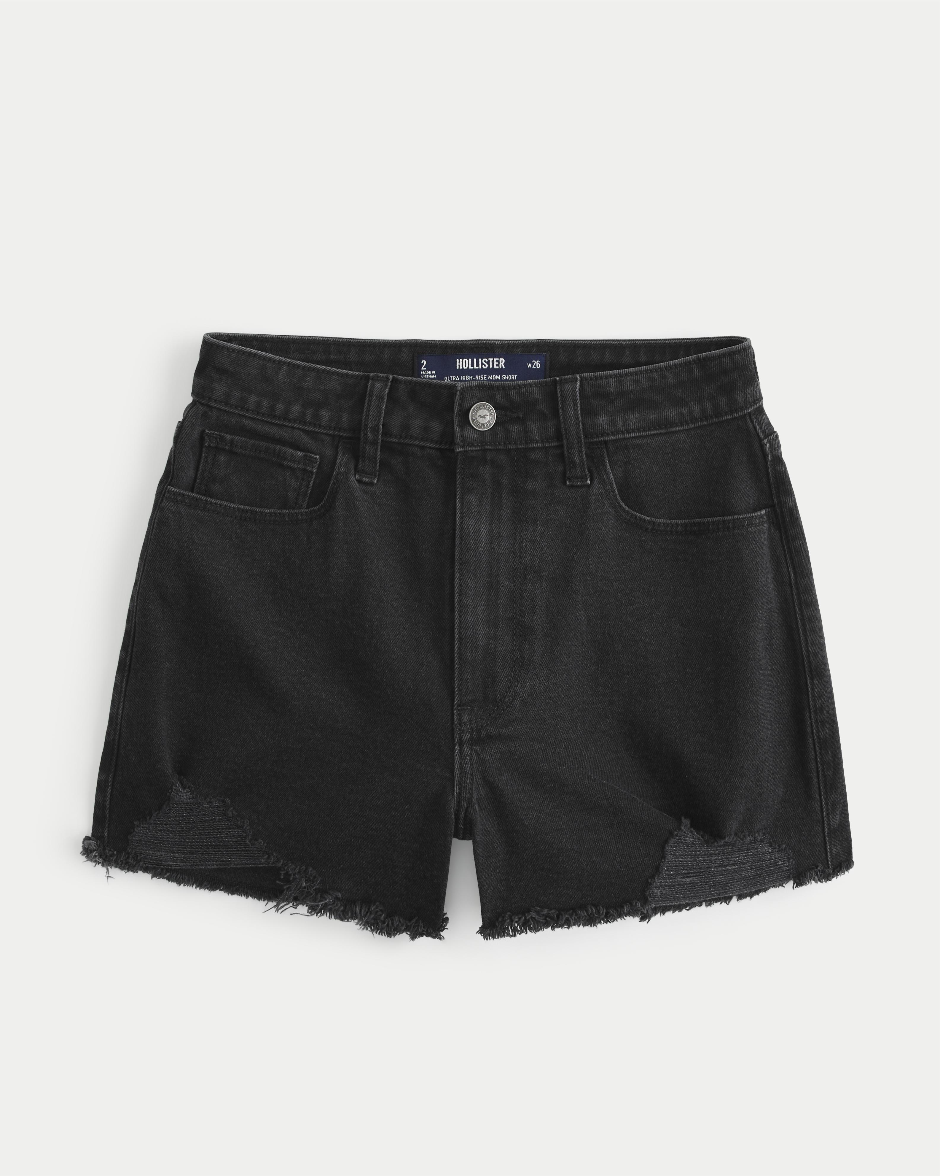 Ultra High-Rise Dark Wash Denim Mom Shorts Product Image