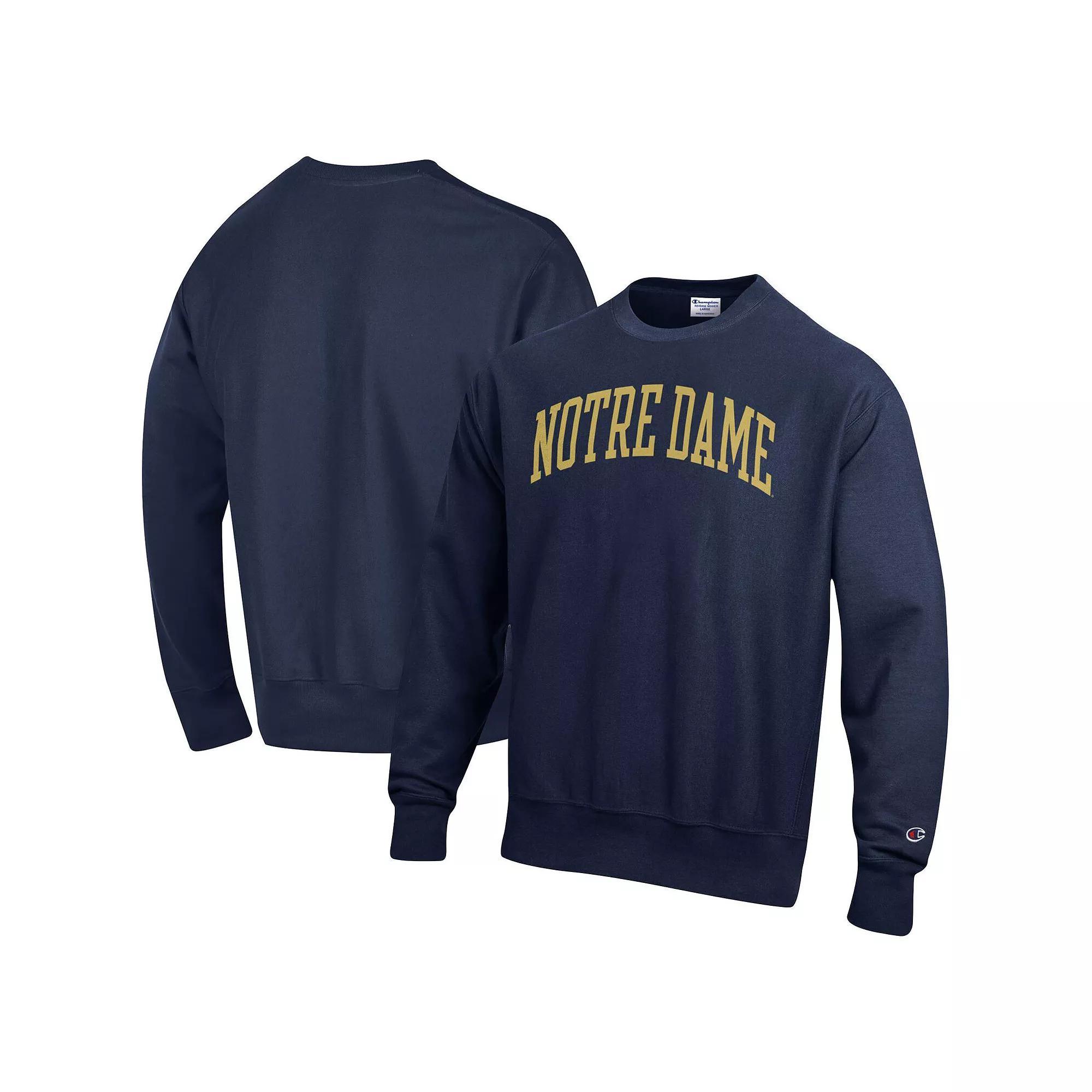 Men's Champion Navy Notre Dame Fighting Irish Arch Reverse Weave Pullover Sweatshirt,  Product Image
