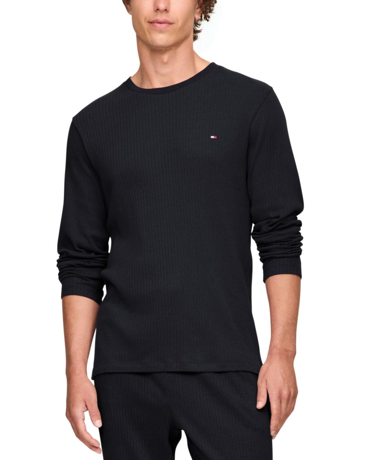 Tommy Hilfiger Mens Ribbed Long-Sleeve Pajama Shirt Product Image