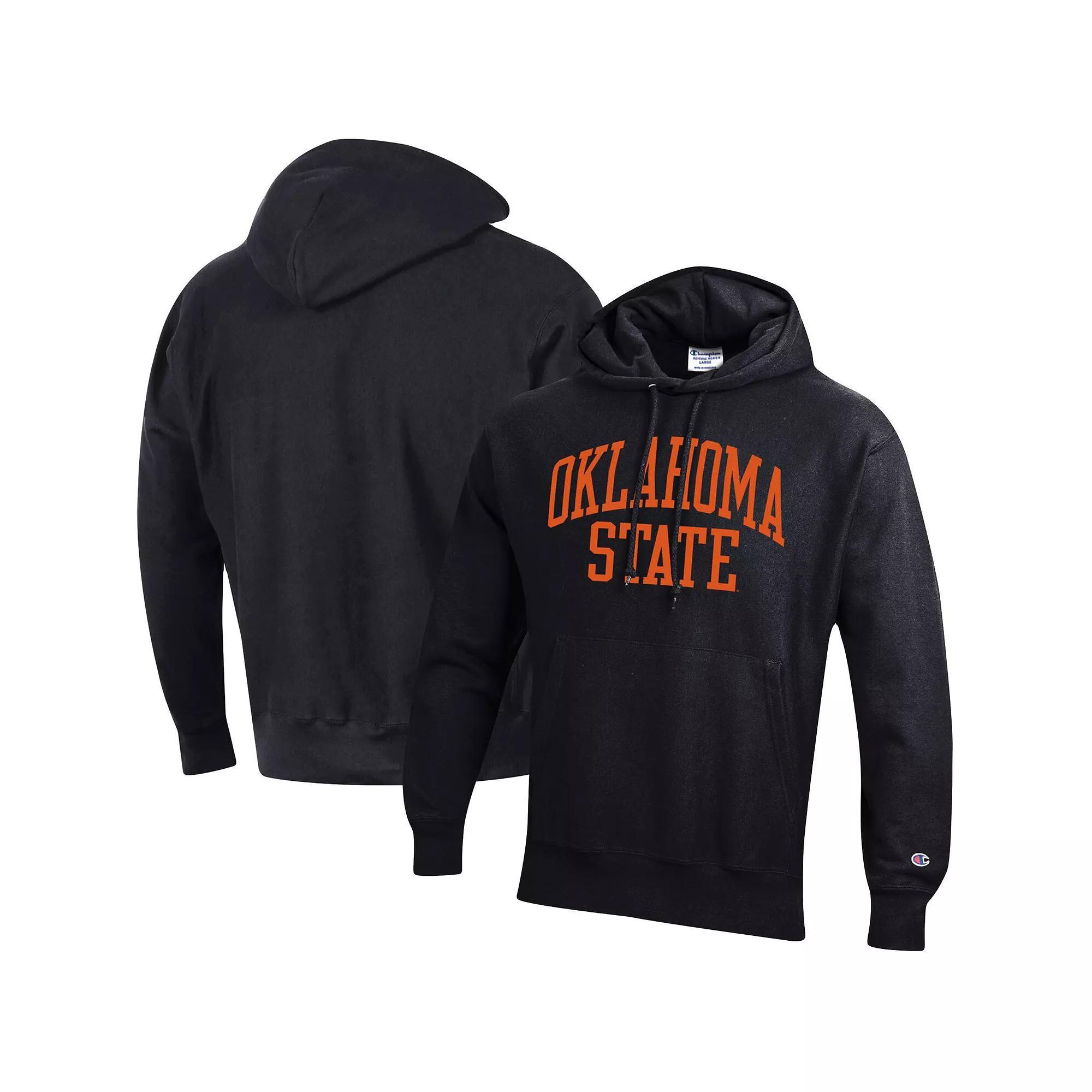 Men's Champion Black Oklahoma State Cowboys Team Arch Reverse Weave Pullover Hoodie,  Product Image