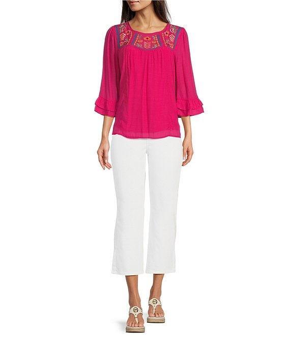 NYDJ Joni High Rise Straight Leg Relaxed Fit Cropped Stretch Denim Jeans Product Image