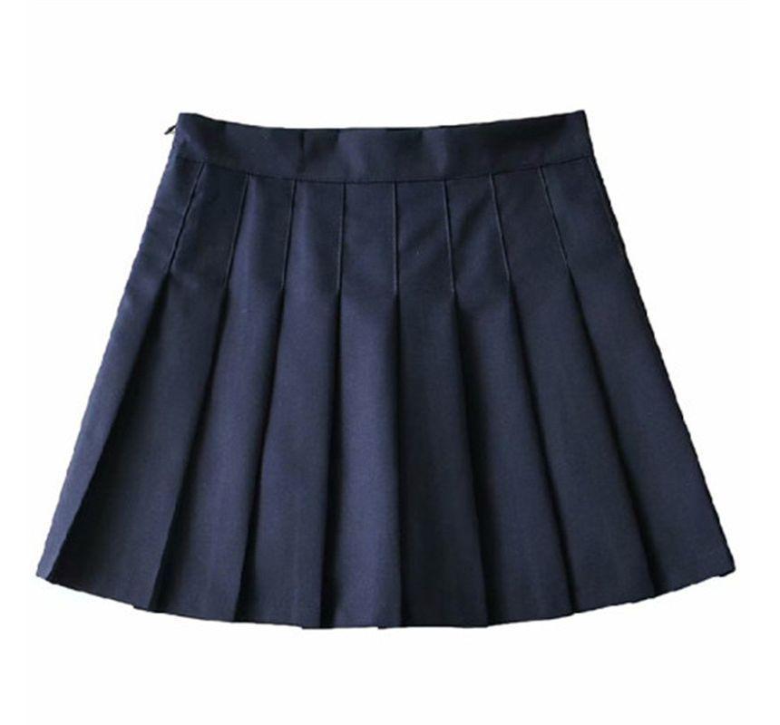 High Waist Plain Pleated Mini A-Line Skirt Product Image